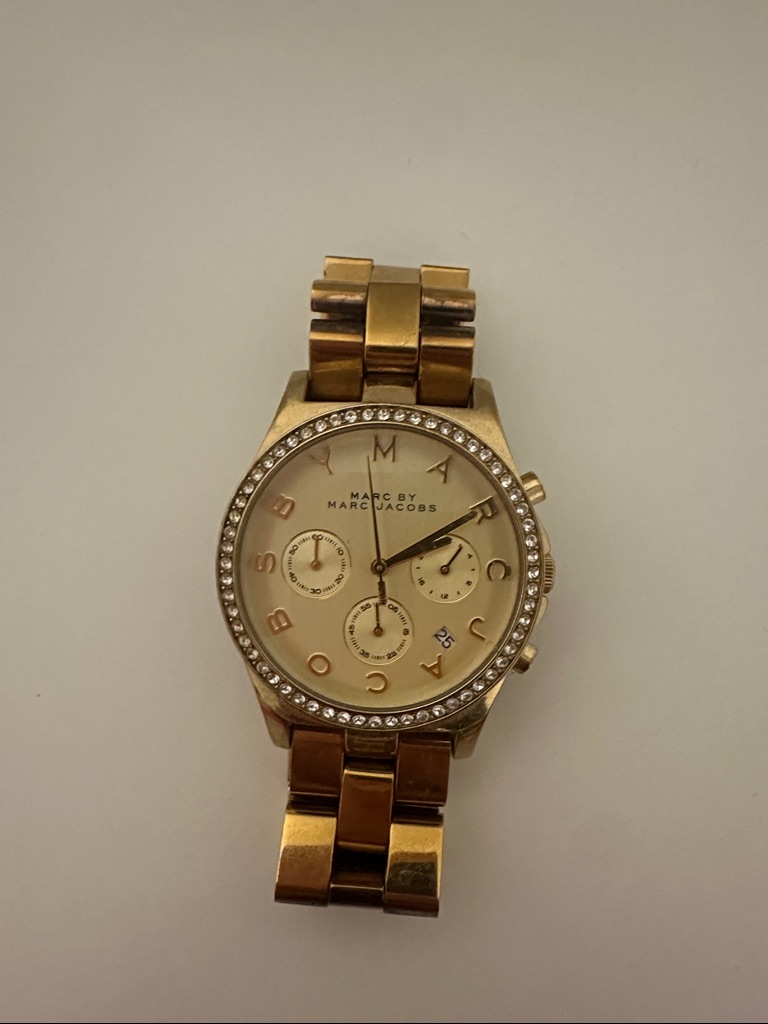 Marc By Marc Jacobs Gold-Tone Crystal Bezel Chronograph Watch